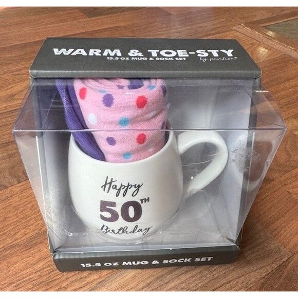 Pavilion Warm And Toe-sty 15.5 Oz Mug And Sock Set Happy 50th Birthday Gift - Picture 2 of 7